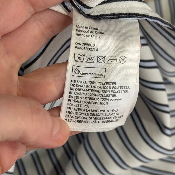H&M‎ Blouse Womens 6 Small White Blue Striped Tunic Popover Shirt Career Office - Picture 10 of 11